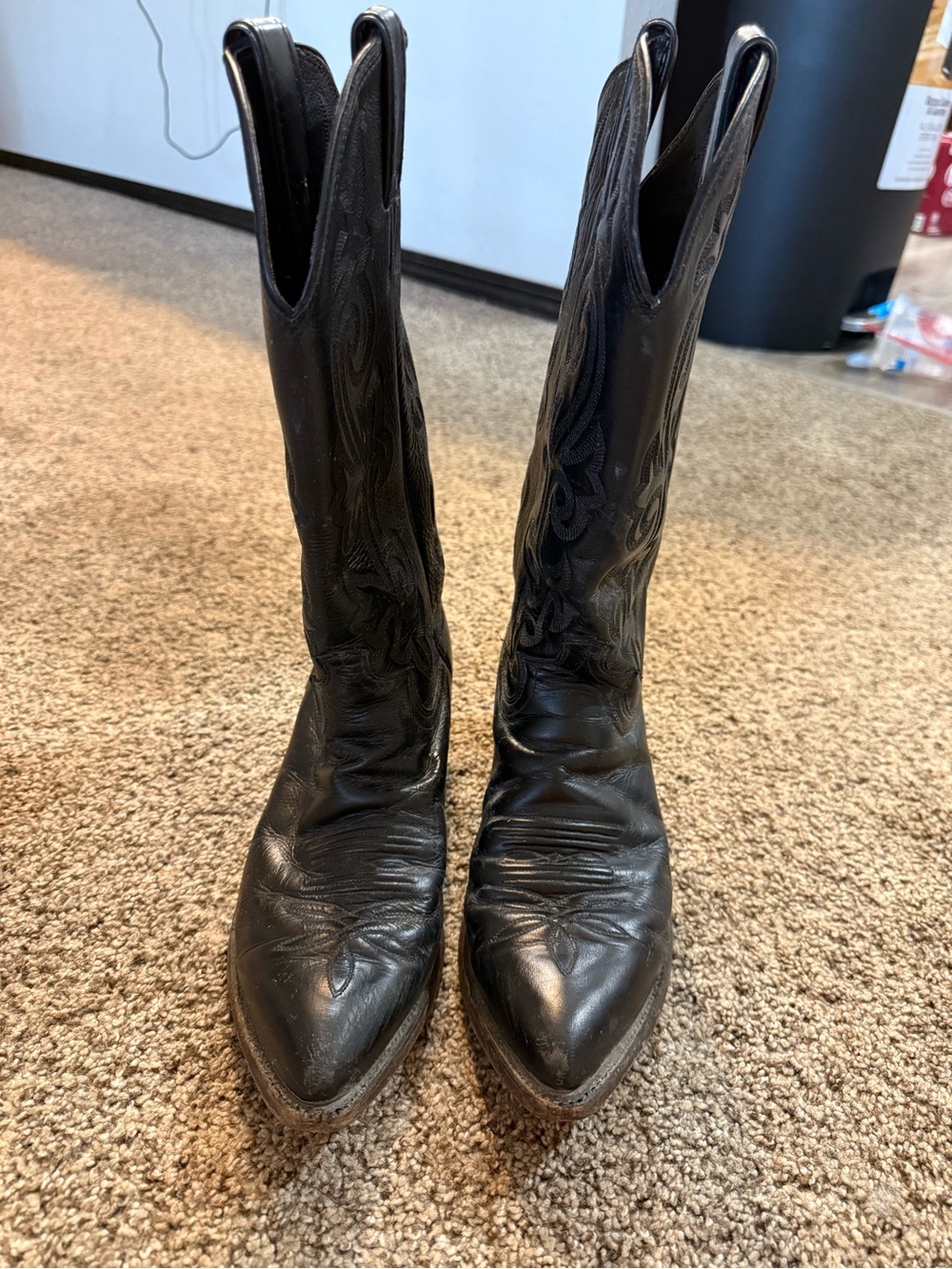 Justin Boots Black Leather Western Knee-High Boots